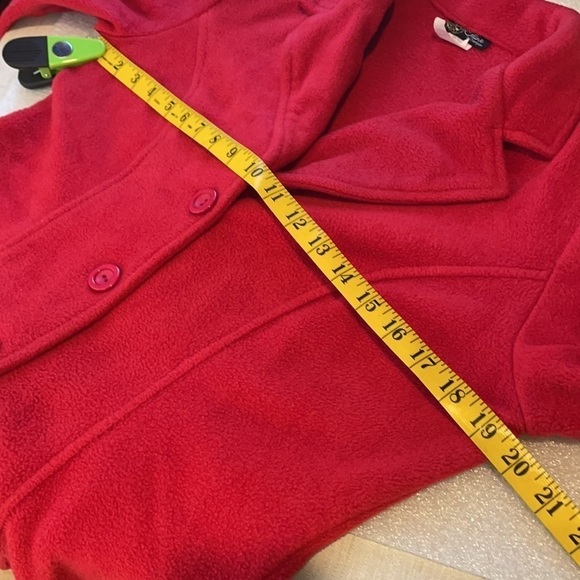 CELINE BY CHAMPION SOLID RED fleece COAT - Picture 8 of 10
